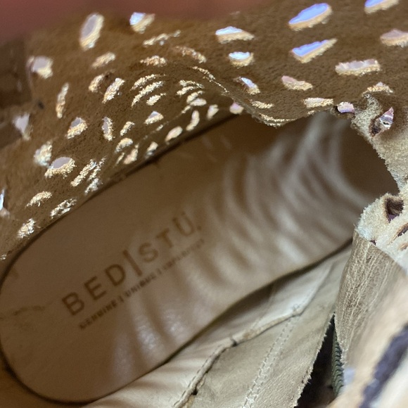 BED|STU BED STU SHOES IRMA GRAPHITO RUSTIC BOOTS HIGH STACKED HEEL LEATHER UPPER - Picture 15 of 16